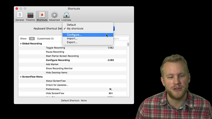 How to customize keyboard Shortcuts and Hotkeys in ScreenFlow